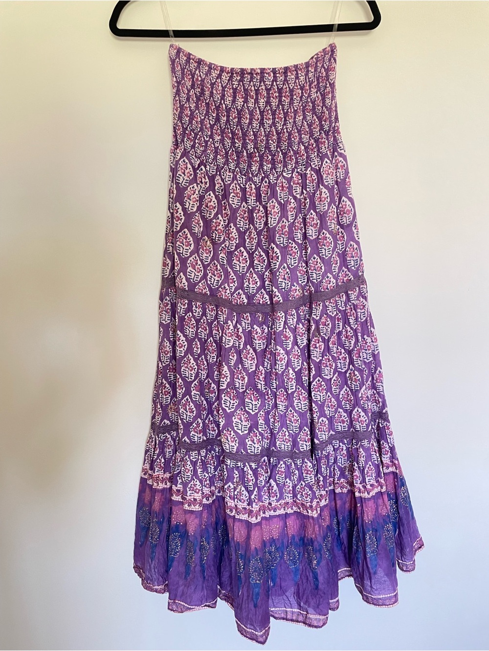 Bell by Alicia Bell boho strapless smocked top midi dress